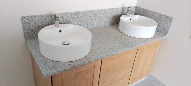 Double basin vanity bathroom renovation by Dudley's Plumbers